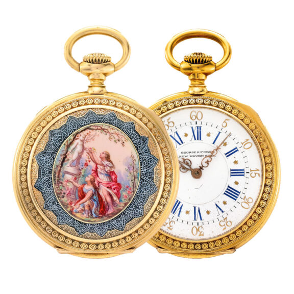 A Swiss watch in gold and enamel contract case Circa 1883