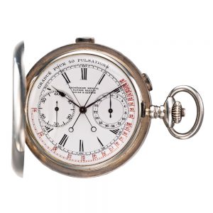 A silver Swiss split seconds chronograph watch Circa 1910