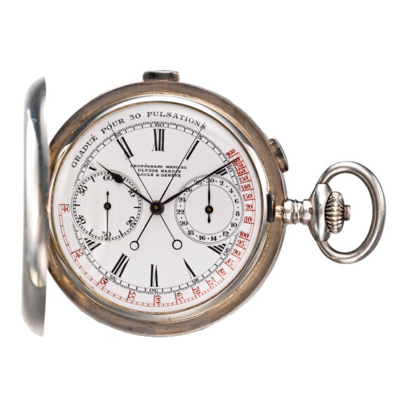 A silver Swiss split seconds chronograph watch Circa 1910