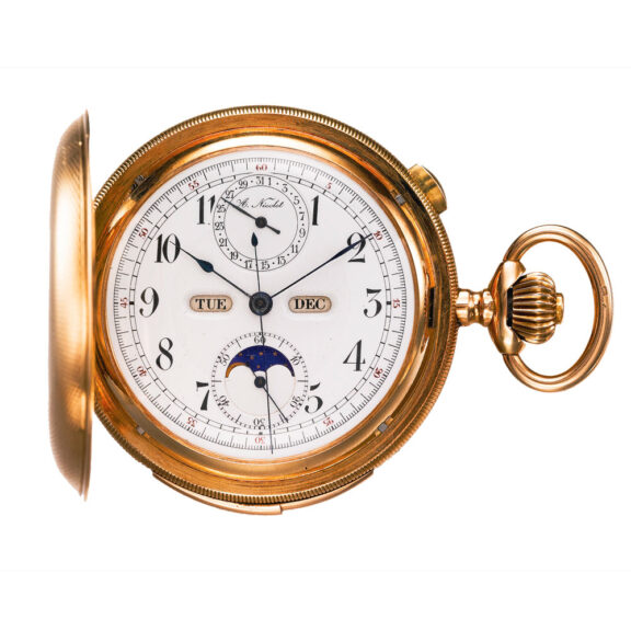 A Swiss gold minute repeating chronograph with date Circa 1900
