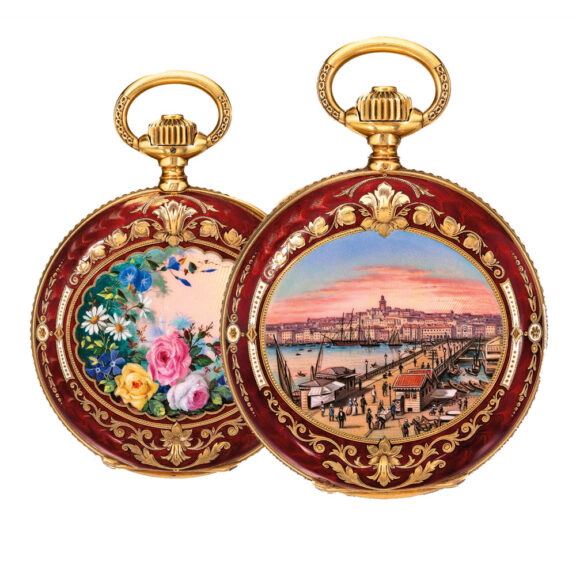 A fine English gold and enamel hunting cased watch Circa 1900