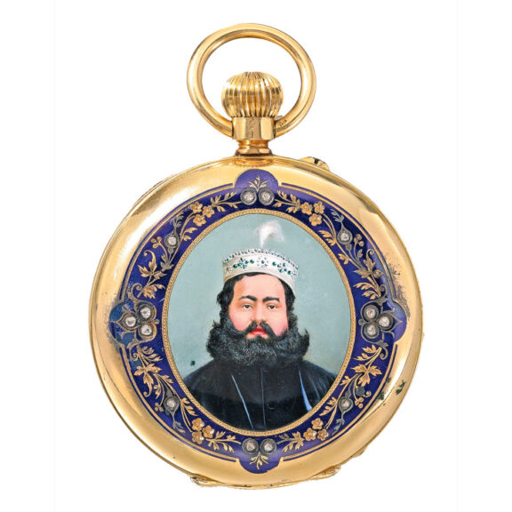 A fine English gold and enamel hunting cased watch Circa 1880