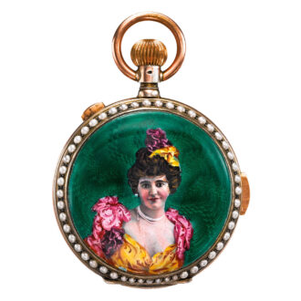 Swiss enamel, pearl-set minute repeating chronograph Circa 1900