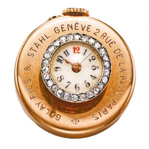 A fine Swiss gold and diamond button form watch Circa 1890
