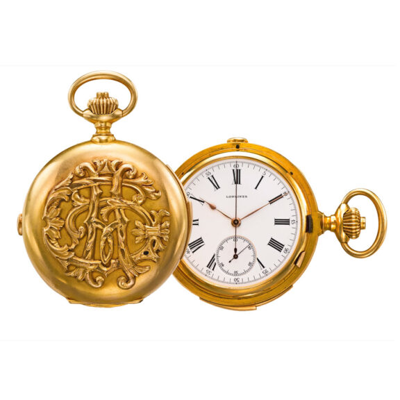 Gold Swiss minute repeating watch with chronograph Circa 1915