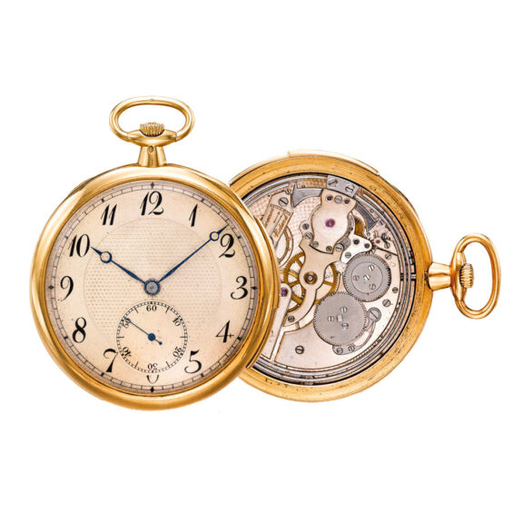 A Swiss thin gold minute repeating open faced watch Circa 1915