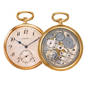 A Swiss thin open faced gold minute repeating watch Circa 1920
