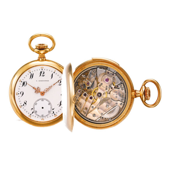 A fine Swiss gold open faced minute repeating watch Circa 1935