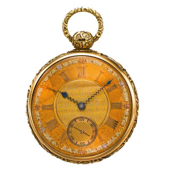 An English gold watch with triple color gold dial Circa 1820