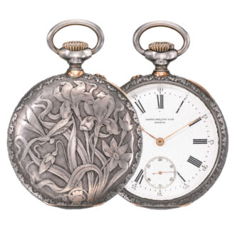 Interesting Swiss niëllo silver open faced watch Circa 1896