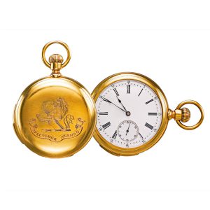 A rare Swiss interesting gold minute repeating watch Circa 1890