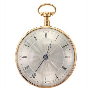 A fine and rare Swiss gold open faced musical watch Circa 1820