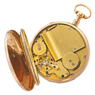 A fine and rare Swiss gold open faced musical watch Circa 1820