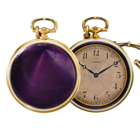 A thin French gold and enamel open faced watch Circa 1910