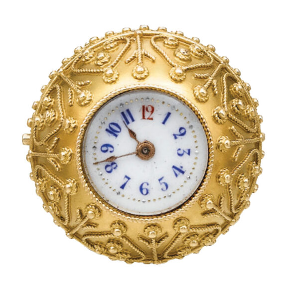 A Swiss yellow gold derorative ball-form watch Circa 1880
