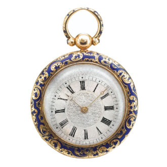 A yellow gold Swiss enamel open faced watch Circa 1850