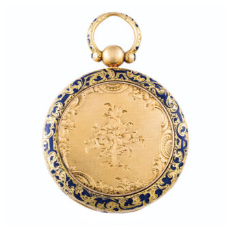 A yellow gold Swiss enamel open faced watch Circa 1850