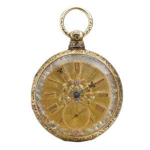 A yellow gold English open faced pocket watch Circa 1880
