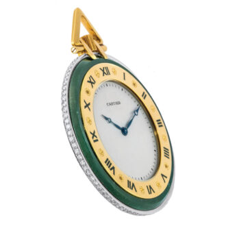 A gold French chalcedony and diamond-set watch Circa 1920