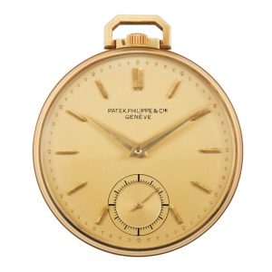 Swiss 18K yellow gold keyless lever pocket watch Circa 1950