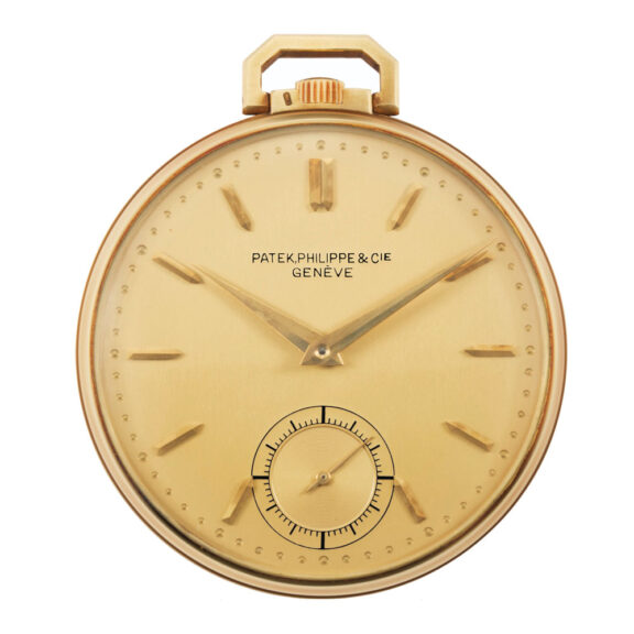Swiss 18K yellow gold keyless lever pocket watch Circa 1950