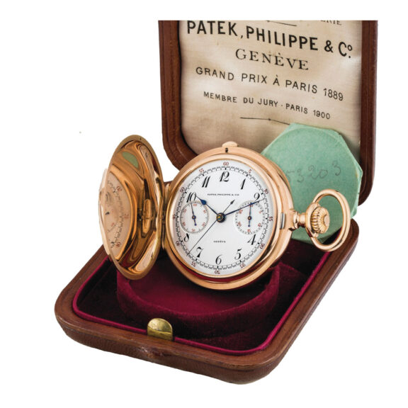 Swiss 18K gold hunting cased lever chronograph Circa 1911 