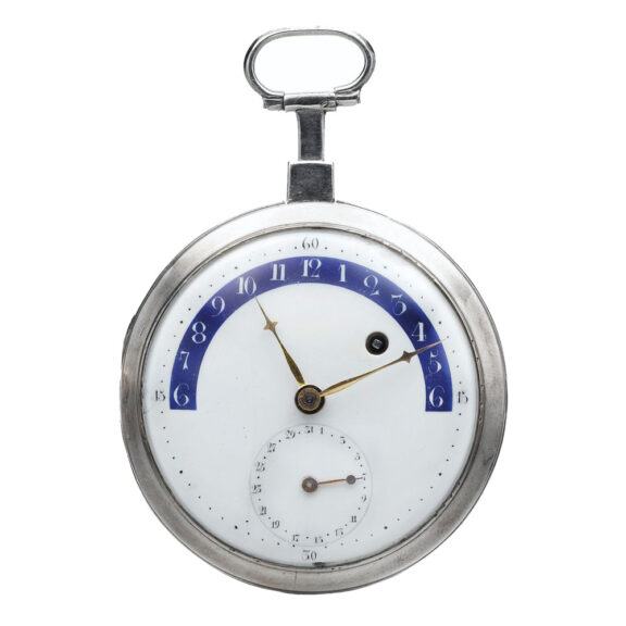 A French silver retrograde hour watch with date Circa 1790