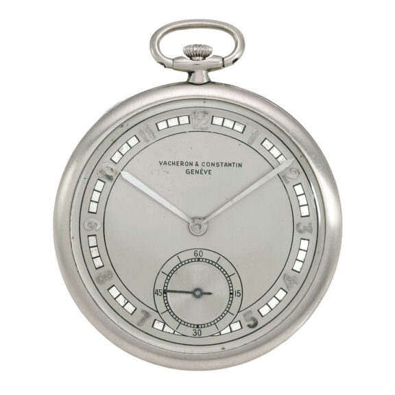 A slim Swiss platinum Art Deco open faced watch Circa 1920 A slim Swiss platinum Art Deco open faced watch Circa 1920