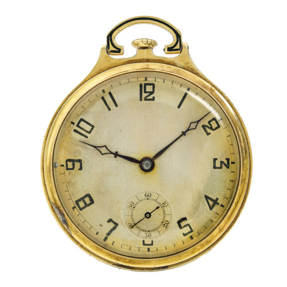 A slim Swiss gold and cloisonne enamel pocket watch Circa 1910 A slim Swiss gold and cloisonne enamel pocket watch Circa 1910