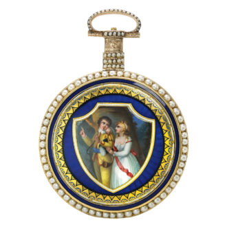 A fine English gold enamel and pearl-set watch Circa 1820 A fine English gold enamel and pearl-set watch Circa 1820