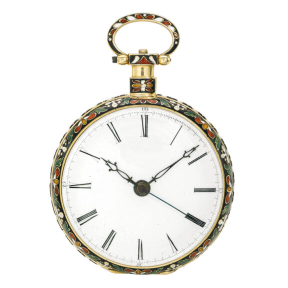 An English gold and enamel centre seconds watch Circa 1840 An English gold and enamel centre seconds watch Circa 1840