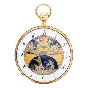 A rare Swiss pink gold watch with four automatons Circa 1810