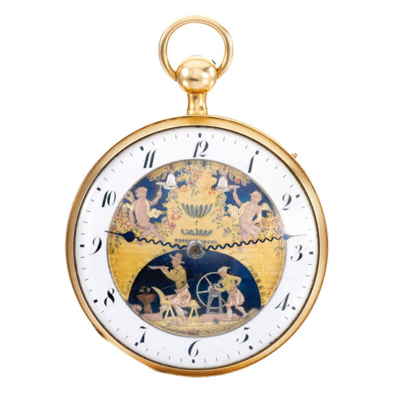 A rare Swiss pink gold watch with four automatons Circa 1810
