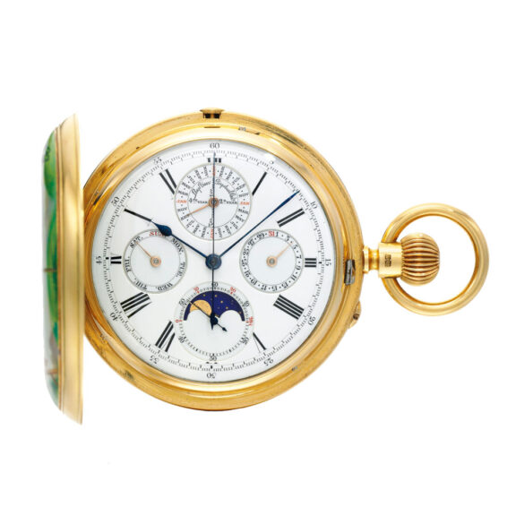 An English gold triple perpetual calendar chronograph Circa 1881 An English gold triple perpetual calendar chronograph Circa 1881