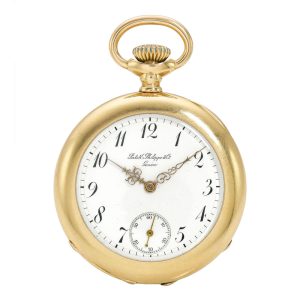 Fine and rare Swiss pink gold open faced watch Circa 1889