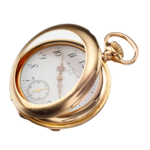Fine and rare Swiss pink gold open faced watch Circa 1889 Fine and rare Swiss pink gold open faced watch Circa 1889