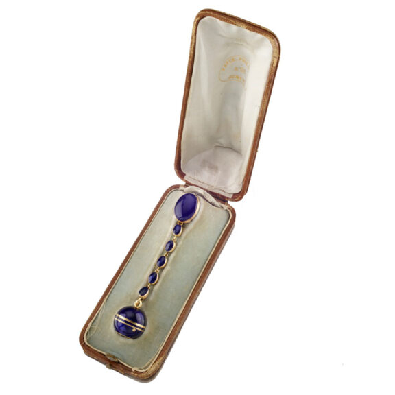 A Swiss fine gold and enamel ball-form pendant watch Circa 1871 A Swiss fine gold and enamel ball-form pendant watch Circa 1871