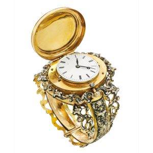 Swiss lady's gold and enamel bracelet concealed watch Circa 1830