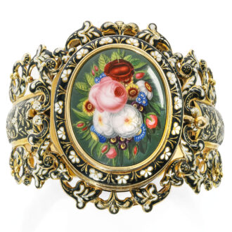 Swiss lady's gold and enamel bracelet concealed watch Circa 1830