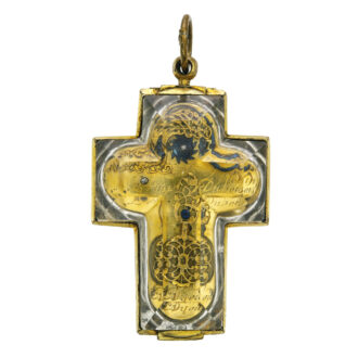 A French rock crystal and brass cross-shaped watch Circa 1630