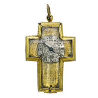 A French rock crystal and brass cross shaped watch Circa 1630