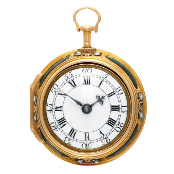 An English gold bloodstone quarter repeating verge Circa 1770 An English gold bloodstone quarter repeating verge Circa 1770
