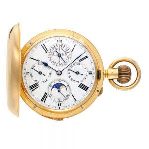 Swiss gold minute repeating perpetual calendar watch Circa 1890