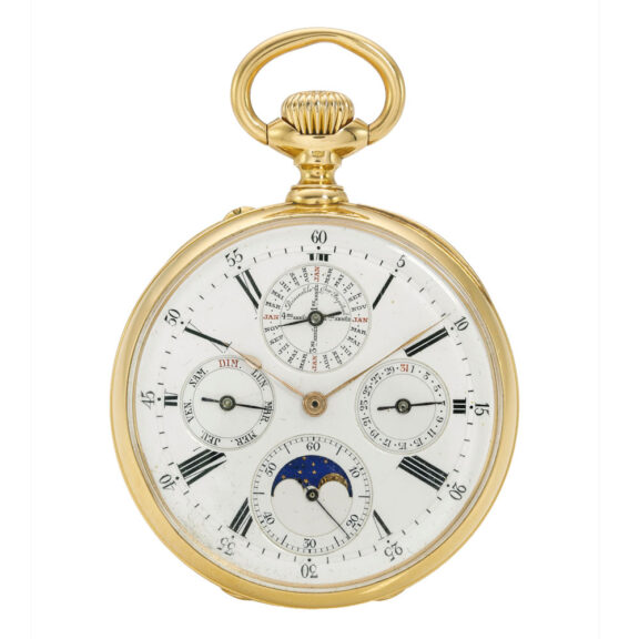 A Swiss gold perpetual calendar with moon phases Circa 1910