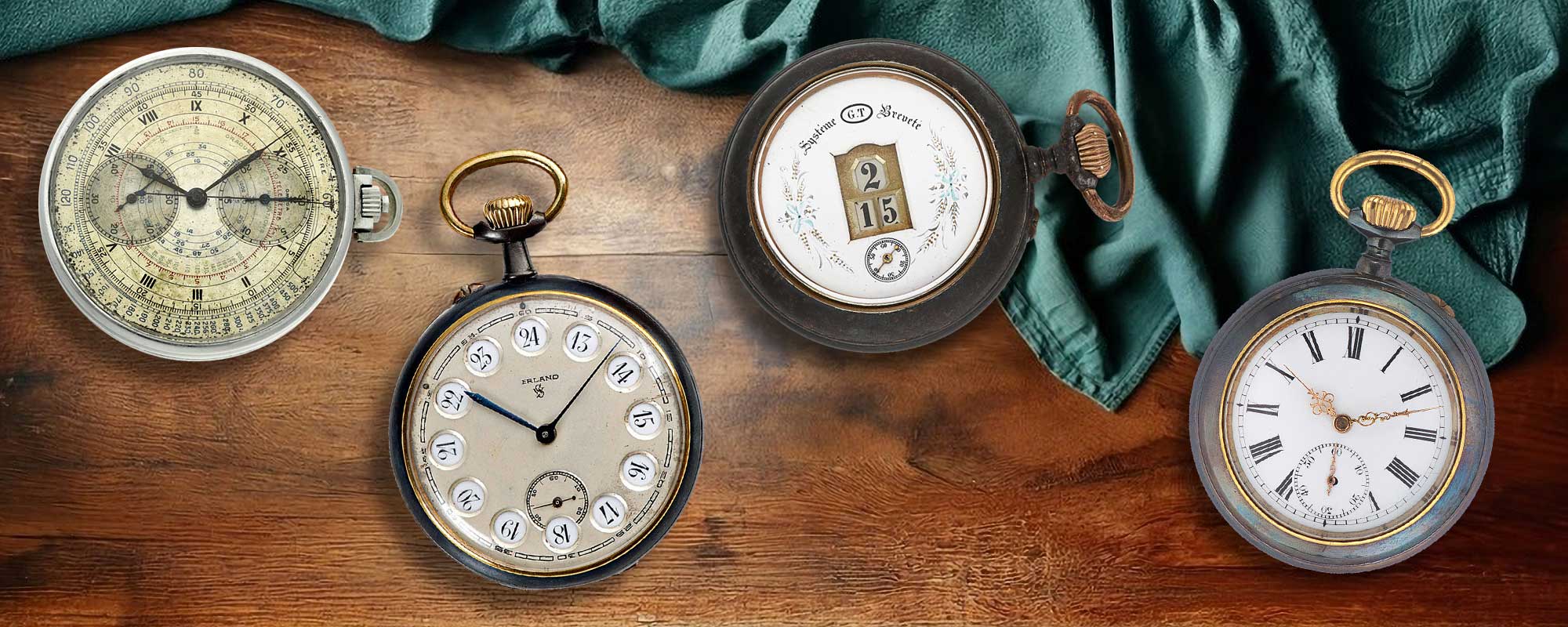 Steel case designs of antique pocket watches